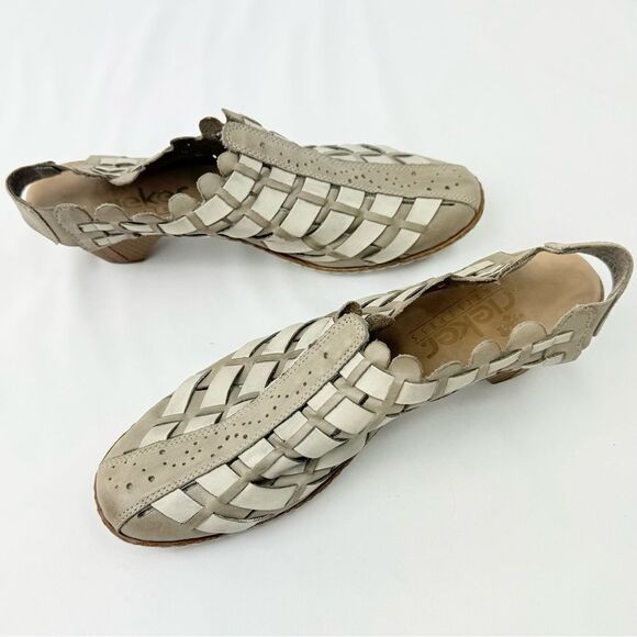 Rieker SINA 78 Taupe Woven Leather Closed Toe Antistress Slingback Sandals - Picture 10 of 16